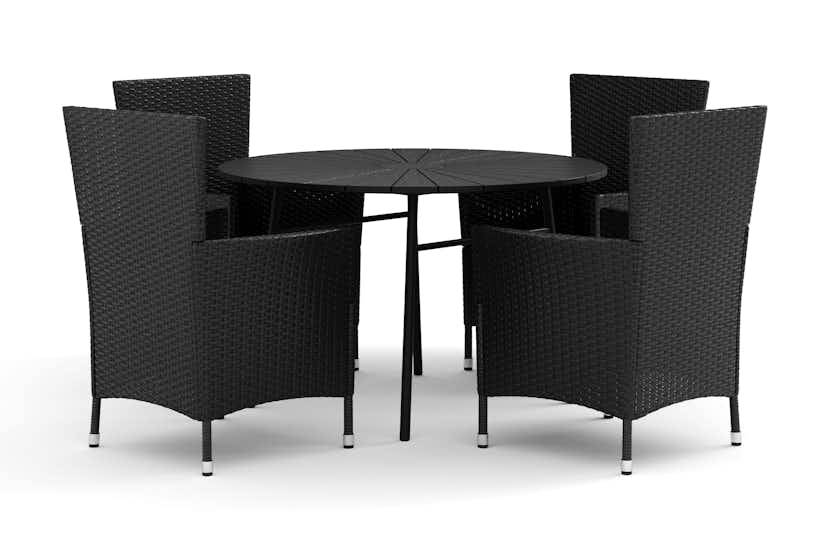 Trädgårdsgrupp Comfort Garden Tunis utomhus rund matgrupp 120 cm med 4 Thor Trädgårdsfåtölj