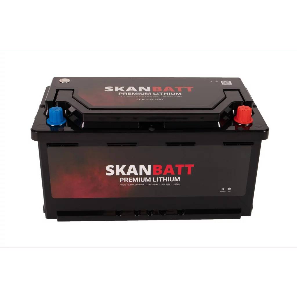 SKANBATT Premium Lithium 12V 100Ah 100A BMS Bluetooth HEAT