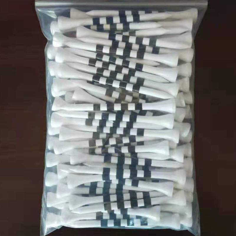 20pcs Black And White Golf Bamboo Tees - 7cm/2.74 Inches - Durable And Flexible - Ideal For Golf Courses
