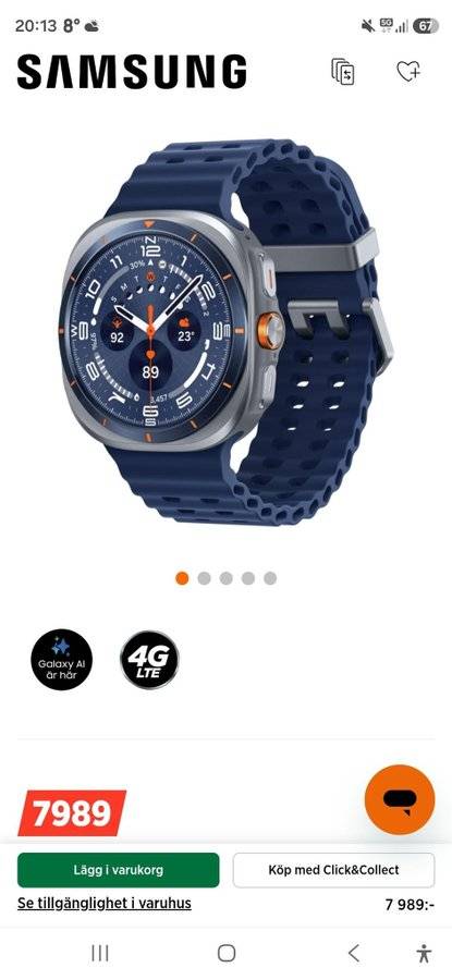 Samsung Galaxy Watch Ultra Titanium Blue 2026 med kvitto