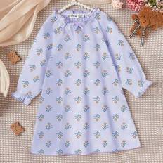 Baby flickor blommönster lång nattlinne, fritidskläder hem - Multifärgad (6-9M,9-12M,12-18M,18-24M,2-3Y)