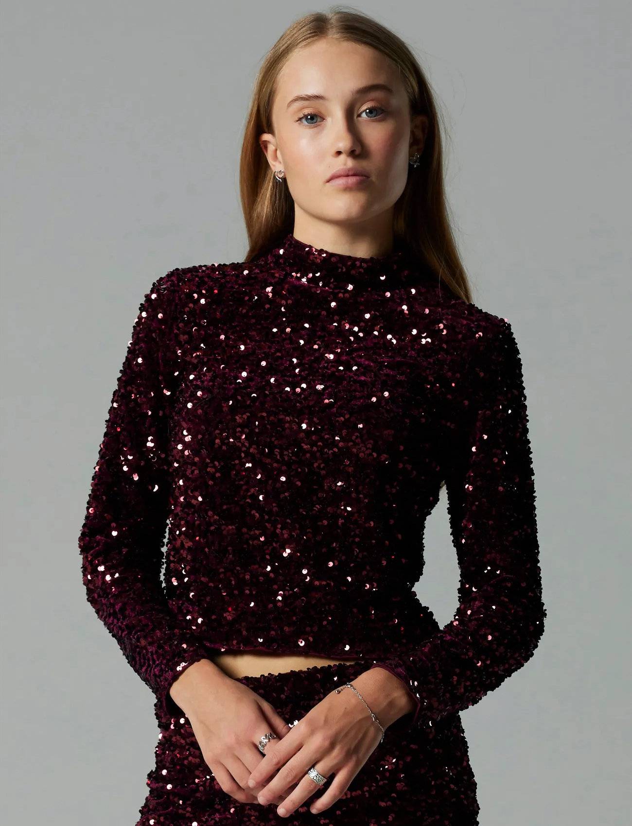 LMTD Nlfglam Ls Short S Top - Burgundy - 158-164
