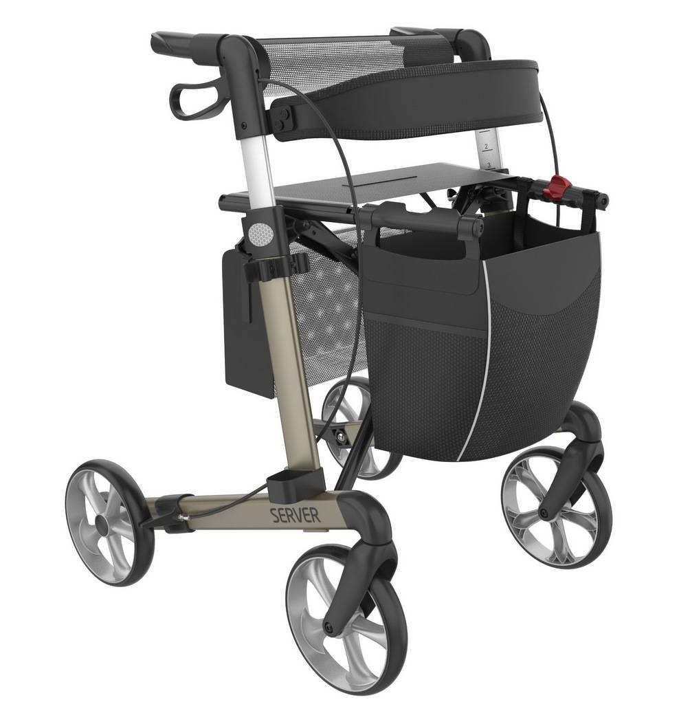 Rollator Server Champagne med tilbehør