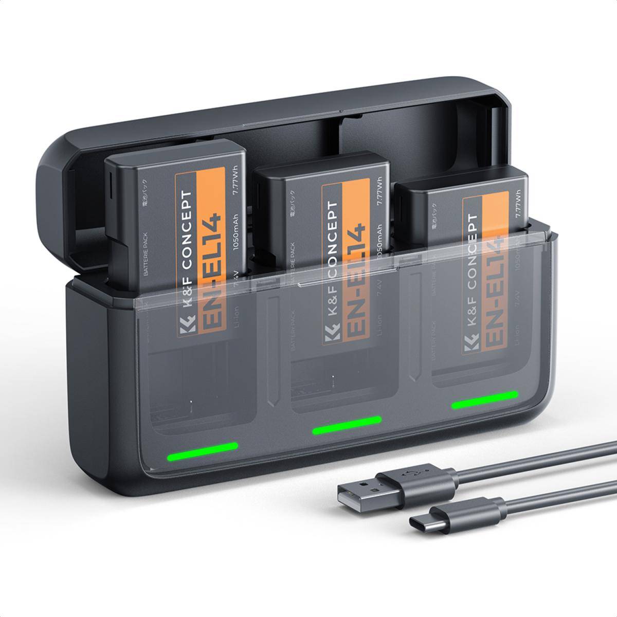 KENTFAITH K&F CONCEPT 3-Pack EN-EL14 Batteries and 20W Fast Charger Compatible with D3500, D3400, D3300, D3200, D3100, D5600, D5500, D5300, D5200, D5100, Coolpix P7000, P7100, P7700, P7800 etc.