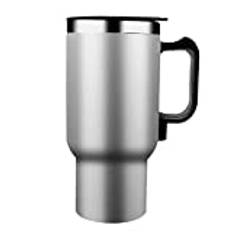 Car Thermos Cup 12V 300ml Stainless Steel Electronic Thermal Travel Mug Insulated Mug Silver JIANNI