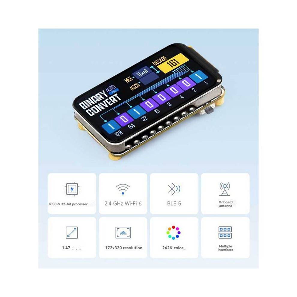 ESP32 C6 Development Board 1.47inch LCD Display 172x320 with RGB Light Card Slot Supports WiFi