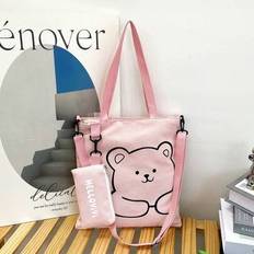 Canvas Bag For Elementary And Middle School Students, Retro Crossbody Shoulder Bag With Large Capacity For Tutoring And Daily Use - Pink - one-size