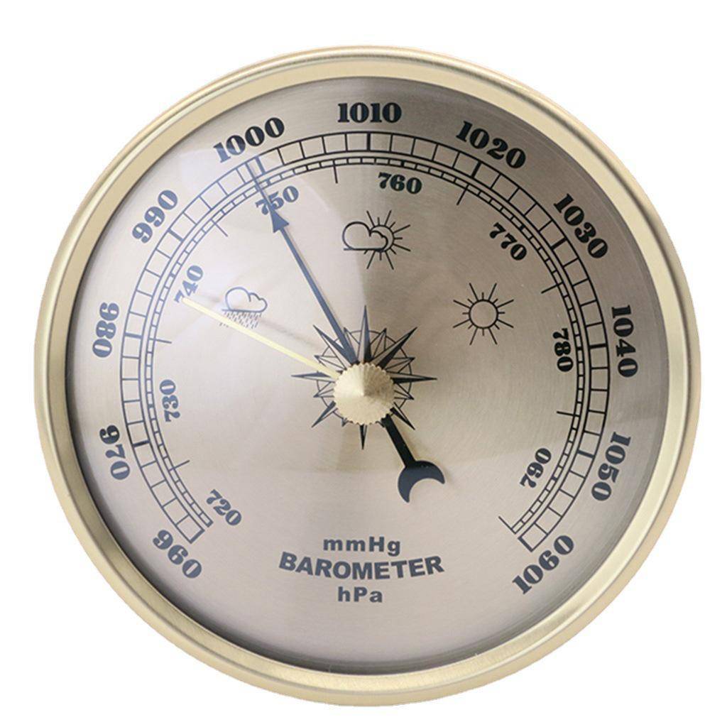 90 mm Pekbarometerklocka: Hemma väderstation & lufttrycksmätare beige