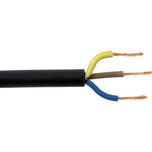 Zexum 2.5mm 3 Core Rubber Flex Cable Black Round 3183TRS - 5 Meter