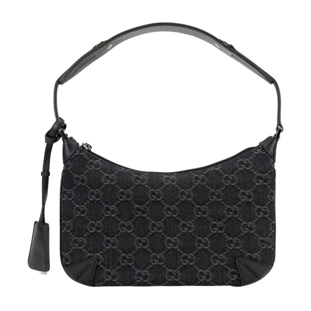 Gucci Signatur Damehåndtaske med læderkant - Tasker - Dame - Blå - ONE SIZE - Læder