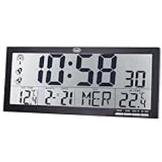 Trevi OM 3530 RC Radiokontrollerad väggklocka med stor display och trådlös extern sensor, termometer och kalender flerspråkig