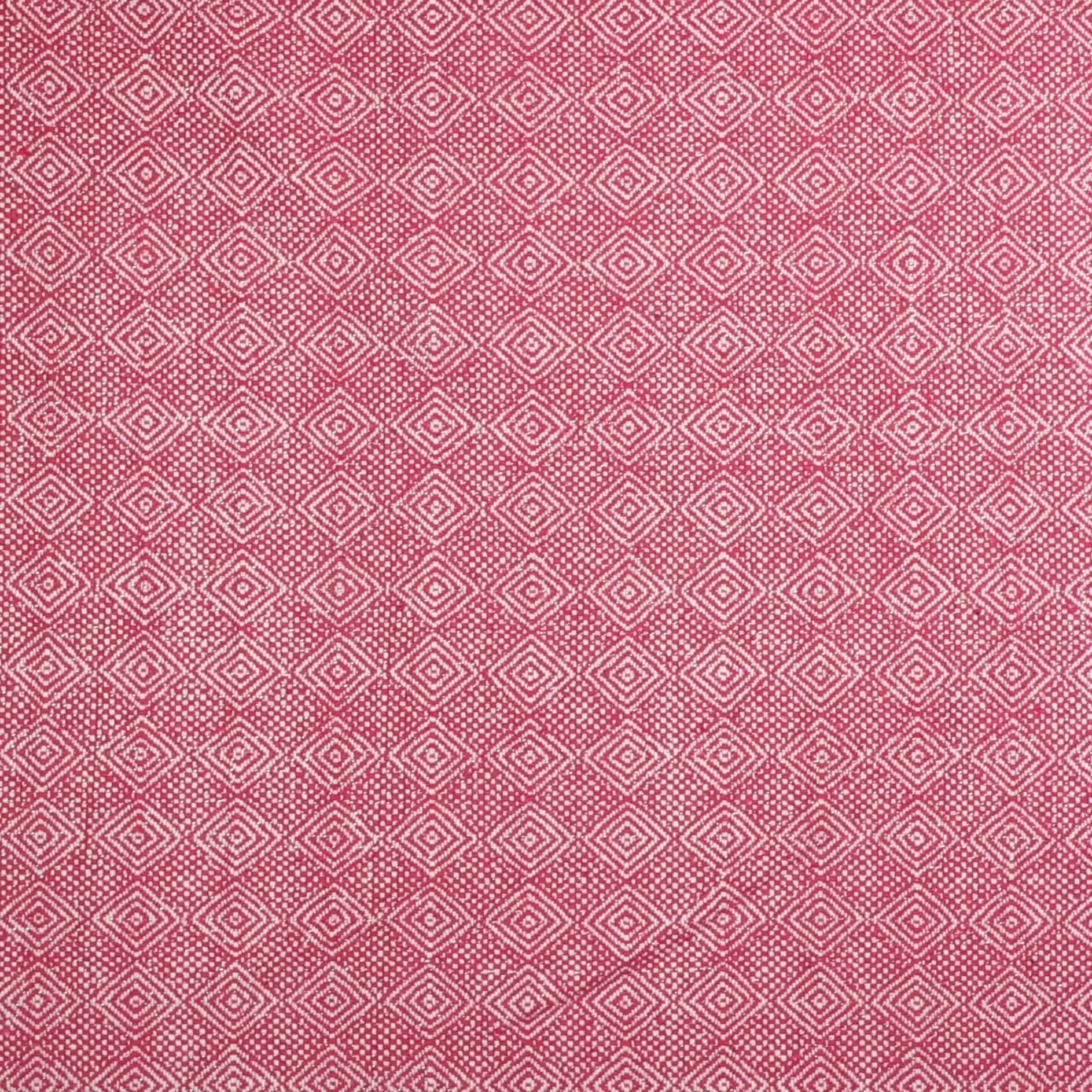 Pink/hvidt småt og stort mønster m. sølvtråd - Bomuld/polyester