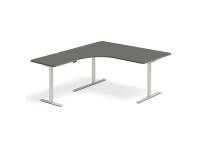 (ComputerSalg) Hæve-sænkebord DNA 2000x1800 mm Venstre Antracit 3-ben/Sort