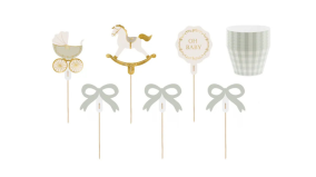 Muffin pynt - Lyseblå barnedåb/babyshower - 6 stk. [ZFM4]