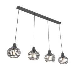 Smart pendellampe sort 4-lys inkl. 4 Wifi G95 - Saffira