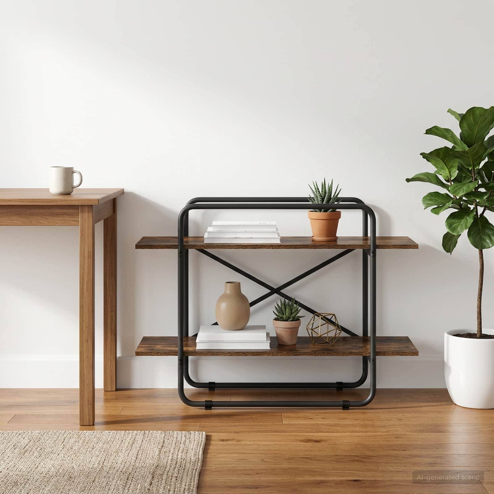 vidaXL Bogreol 2 niveauer 100 x 35 x 70 cm PB Røget eg