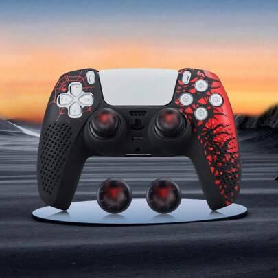 Set med 2 stycken: 1 st Black Spider Controller-fodral + 1 par Spider Joystick Caps, för PlayStation 5-spelkontrollerskydd, Anti-halk, Anti-Svett, Ant - Multifärgad (Multi-size)