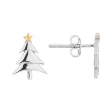 Argento Silver Simple Christmas Tree Earrings - Silver