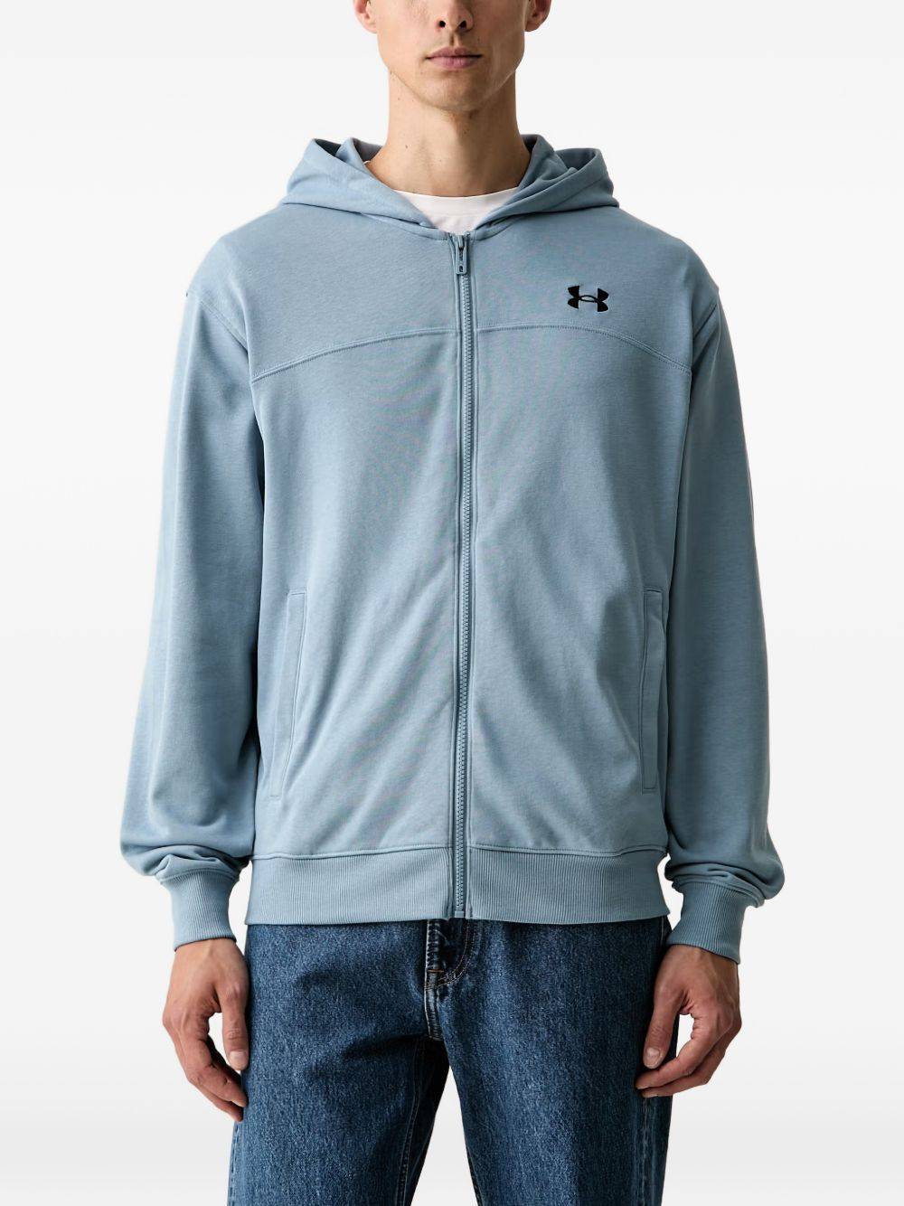 Under Armour - Rival zip-up hoodie - herr - bomull/polyester - S - Blå
