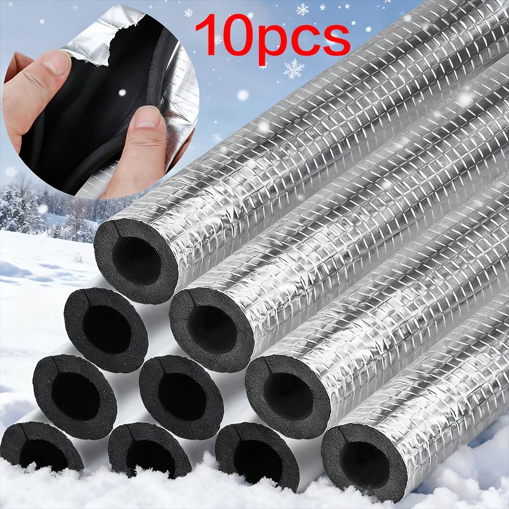Pipe Insulation Foam Tube Self-adhesive Insulating Foam Wrap Aluminum Foil Pipe Suitable For Faucets, Winter Outer Pipes, Sprinklers, Water Heater Pipe Protection (17.72 Inches Long