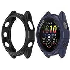 HUAYUWA 2-pack mjukt TPU-fodral (svart + blå) kompatibel med Garmin Forerunner 265S löpning smartwatch skyddsfodral avsedd för Forerunner 265S Watch Shell tillbehör (INTE för Forerunner 265)