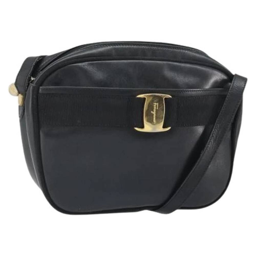 Salvatore Ferragamo Pre-owned Pre-owned Læder Skuldertaske - Vintage - Dame - Sort - ONE SIZE - Uld