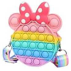 ZHIHUI 2-i-1 push pop it väska, poppet fidget toy axelväska fidget bag plånbok push bubble popit handväskor, poppet fidget bag anti-stress sensorisk squishy toys gåva för flickor pojkar barn