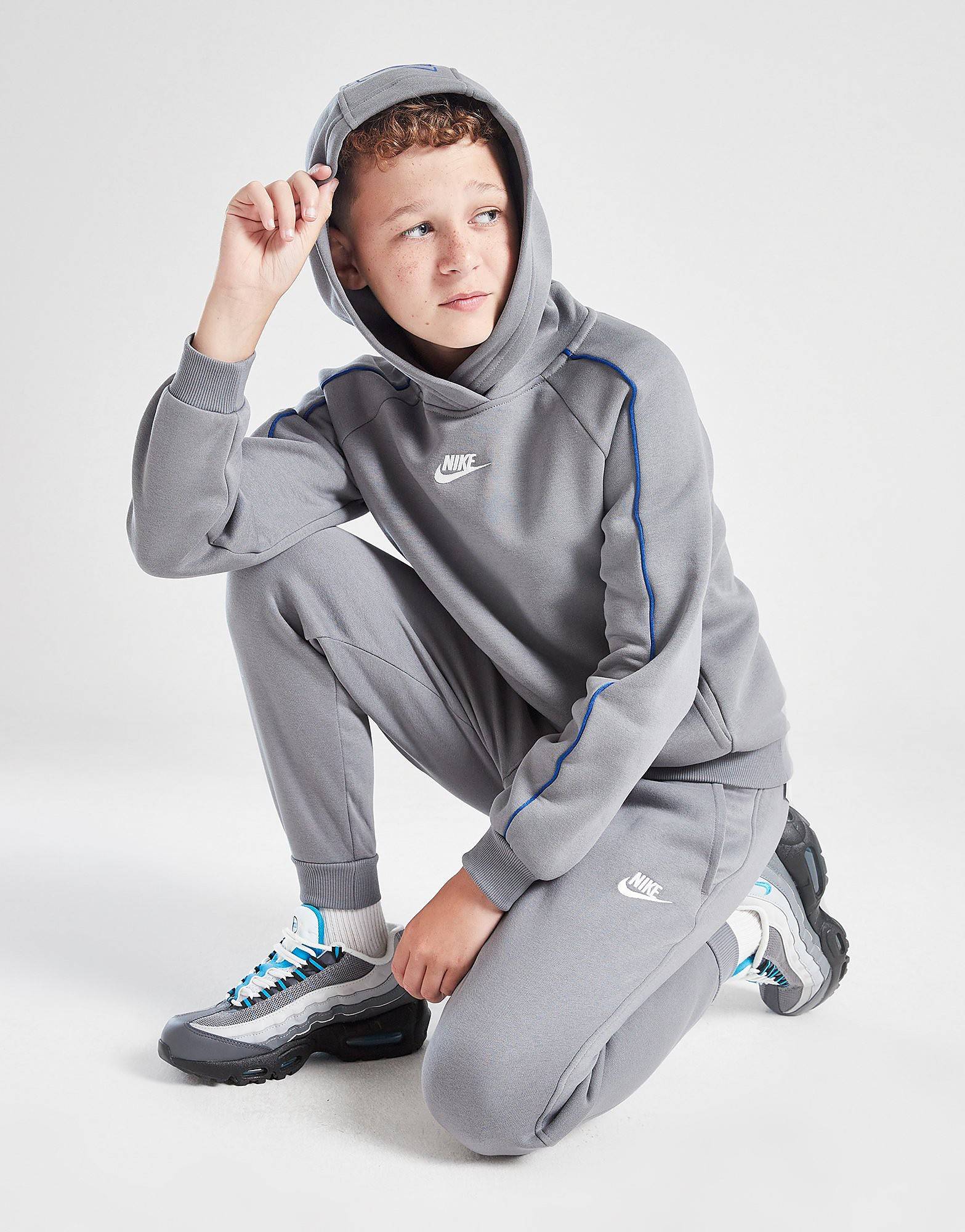 Nike Club Hooded Tracksuit Junior, Grå