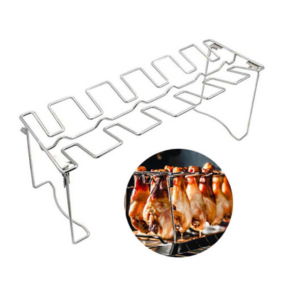 Grill Master's Delight, kyllingelårholder i rustfrit stål til ensartet madlavning, modstandsdygtig over for rust og korrosion, grillrist med