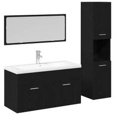 vidaXL Badeværelsesmøbel sæt med dør 2 pcs Sort eg 90 x 38.5 x 46 cm