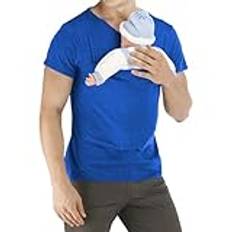 Pappa och mamma känguru bärarskjorta herr topp dam smal t-shirt mångsidig användning praktiska fickor t-shirt, blå pappa skjorta babybärare vårrea 2025, liten