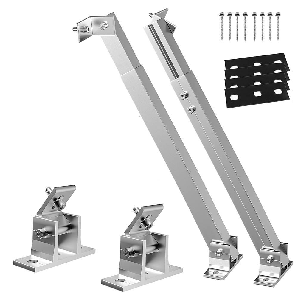 Mounting Brackets For Solar Panels That Adjusted Individually Between 0 And 30 Degrees, Designed For Use On Balcony Power Systems, Flat Roofs, And Roofs; Installation Kits For Mounting Solar Panels