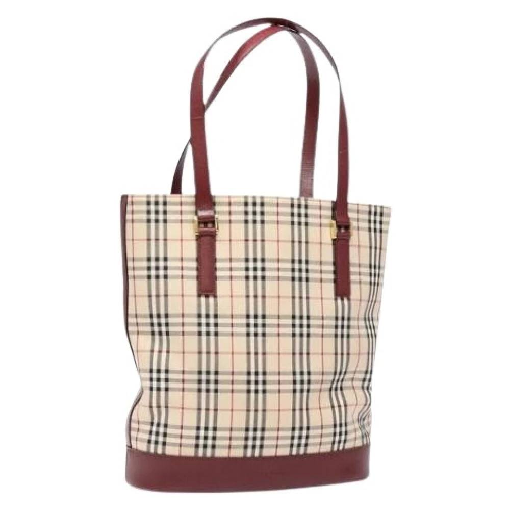 Burberry Vintage Pre-owned canvas håndtasker - Vintage - Dame - Beige - ONE SIZE - Uld