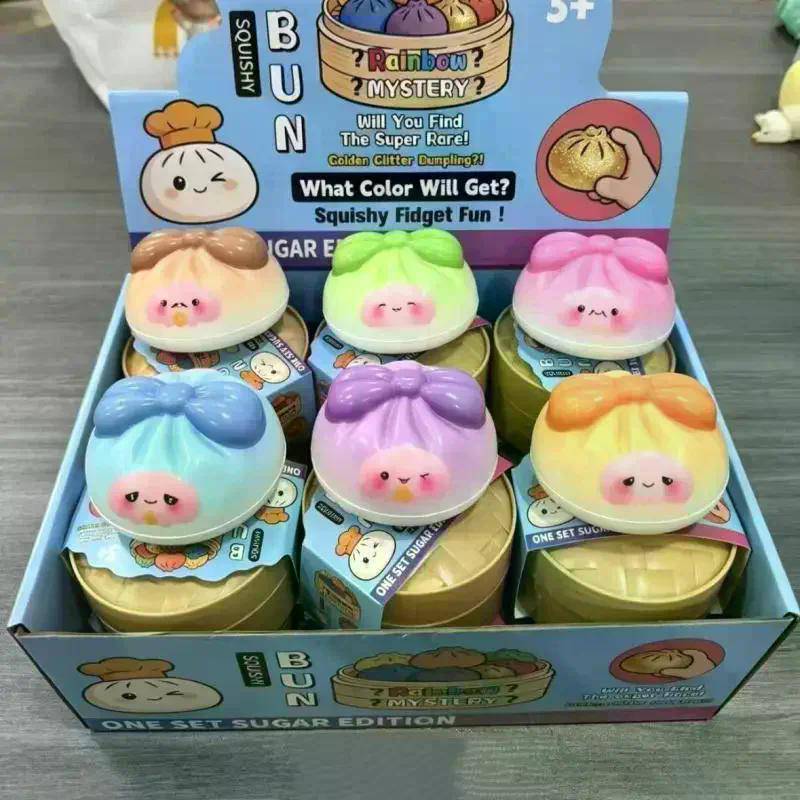Långsamt stigande Squishy Dumplings Fidget-leksak Stresslindrare Färgstark Idé För Vuxna