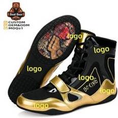 Custom Professional Genuine Leather Training Gym Wrestling Boots Boxing Shoes For Men and women