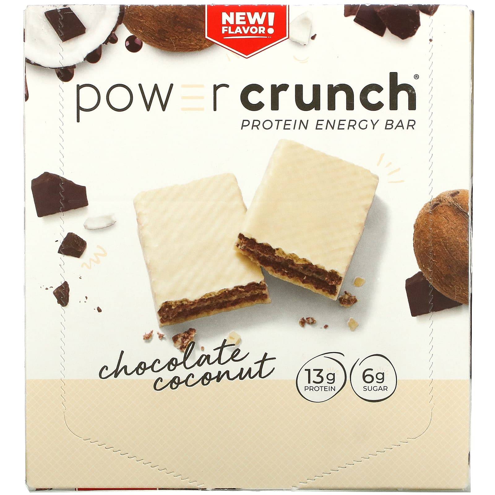 BNRG, POWER CRUNCH Protein Energy Bar, Chocolate Coconut, 12 bars, 40 g (1.4 oz) each