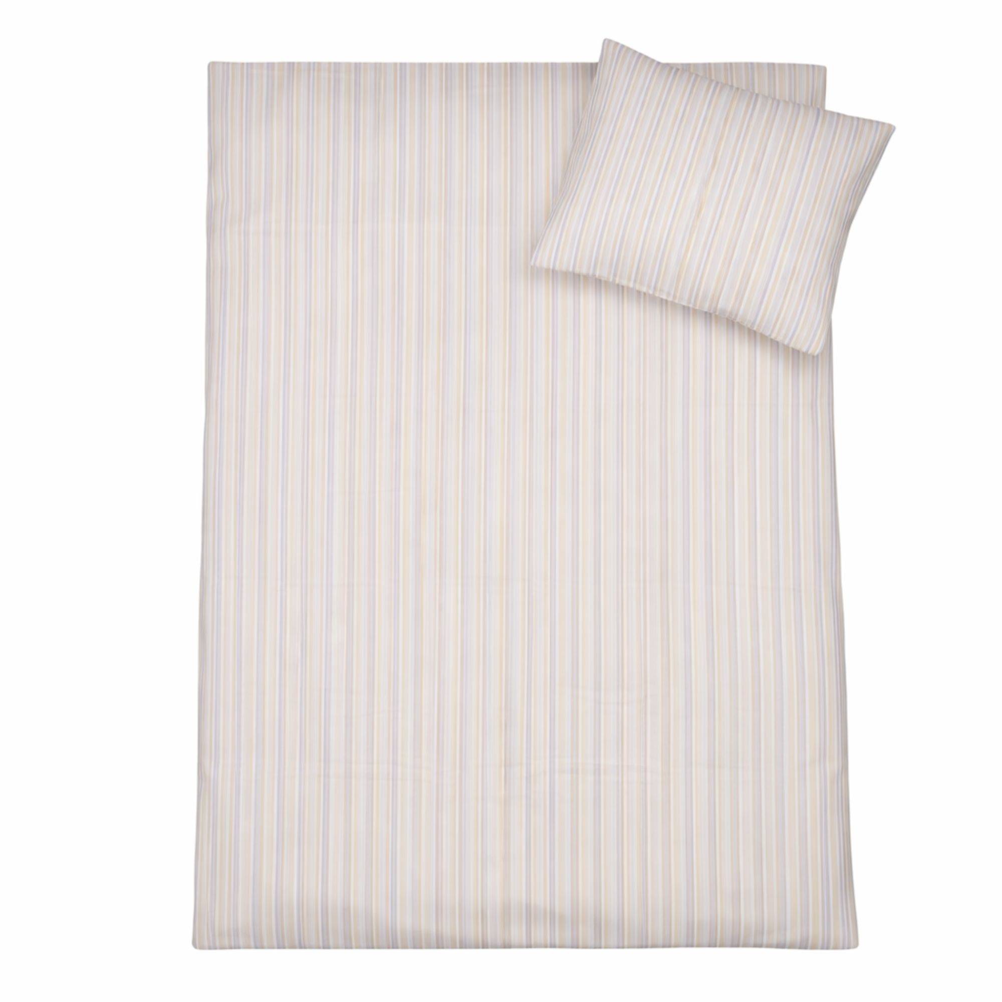Junior sängkläder 100x140 cm - Vitt påslakanset med lila ränder - 100% mjukt bomullssänglinne - Lila/Vit (100x140 cm)