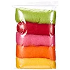Rayher filtull, ren ny ull, fleece, sommarblandning starka toner, set om 5 färger à 20 g, filtull 100 g, 100% ull för tovning, sagoull, 5364500