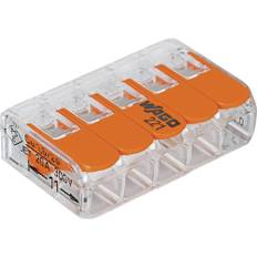 WAGO 221-415-1 221 Forbindelsesklemme fleksibel: 0.14-4 mm² stift: 0.2-4 mm² Poltal: 5 1 stk Transparent, Orange