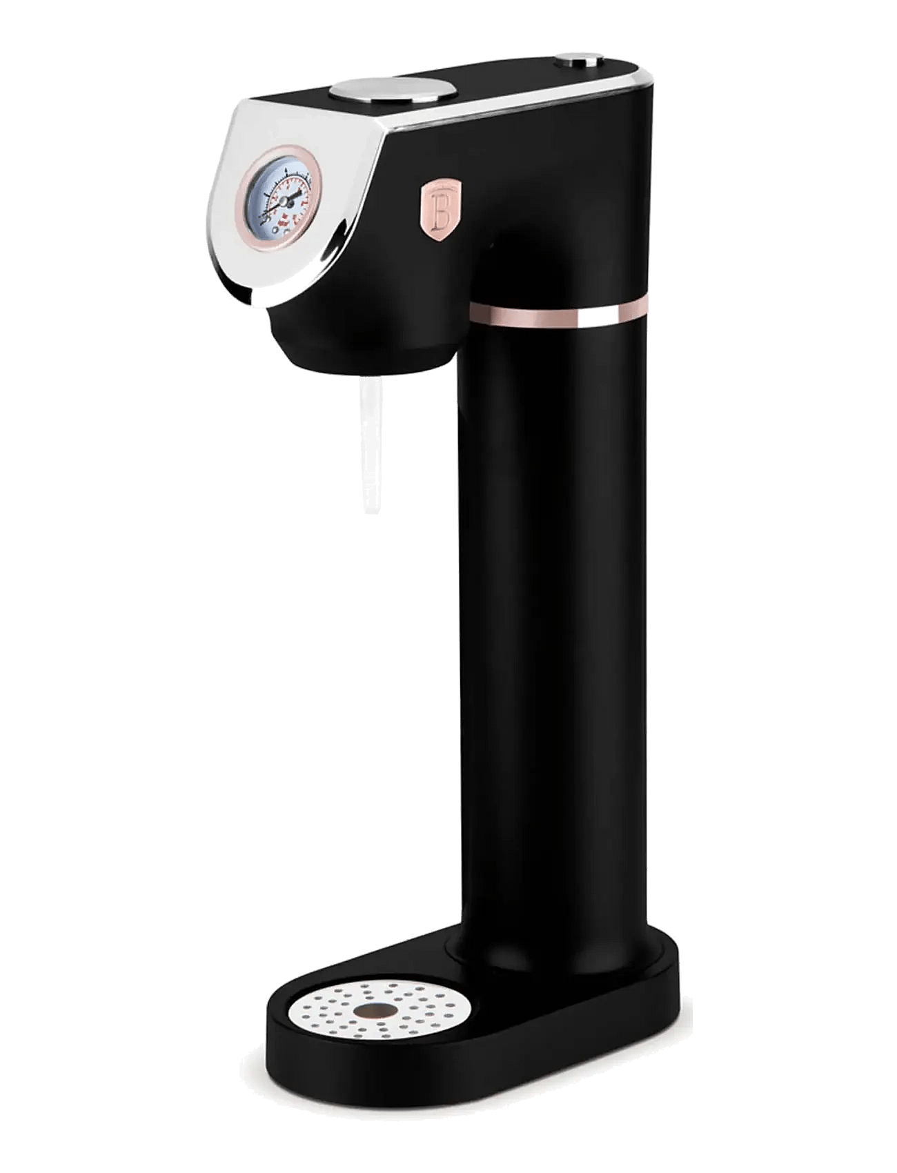 BERLINGERHAUS Soda Maker With 2 Bottles And Barometer, Universal Co2 Cylinders Size, Black- Rose Gold | Black | 43.5X22X12 cm