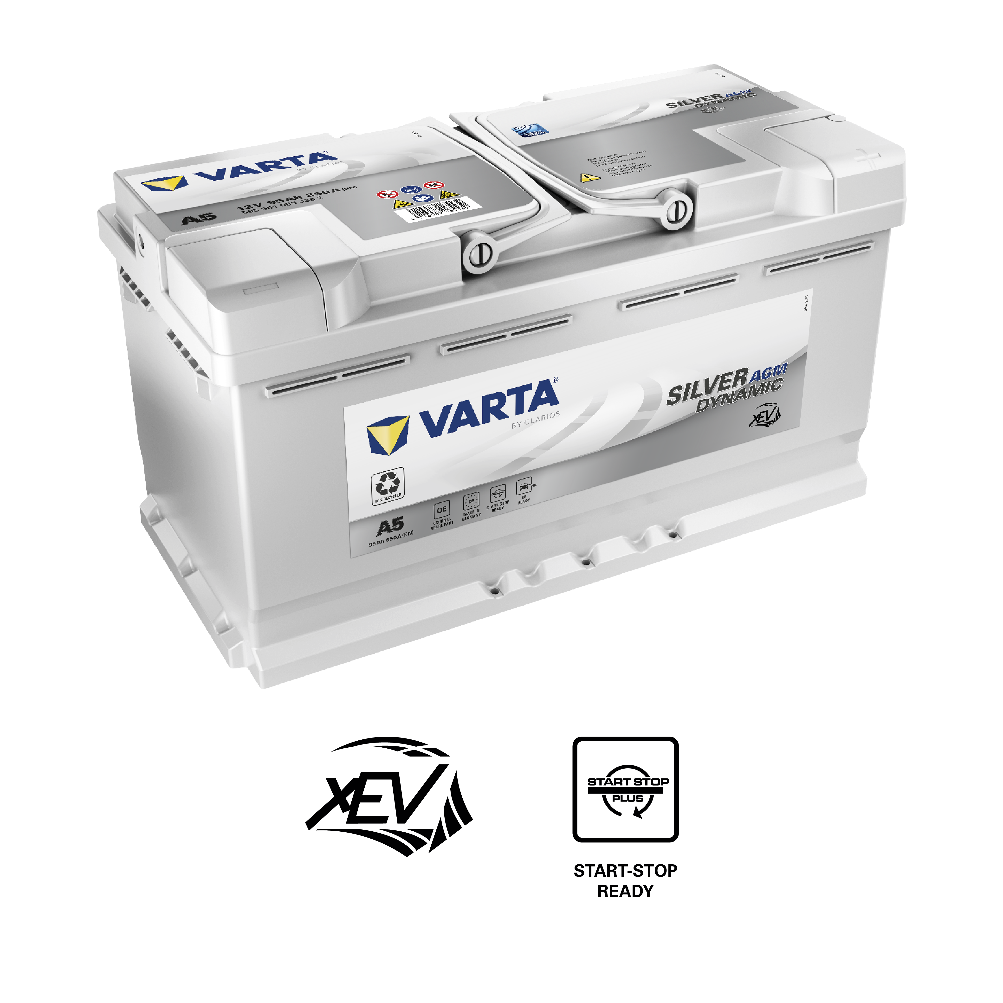 VARTA Silver Dynamic AGM Batteri 12V 95AH 850CCA (354x175x190/190mm) Polstilling 5 - Plusspol til hÃƒÂ¸yre A5