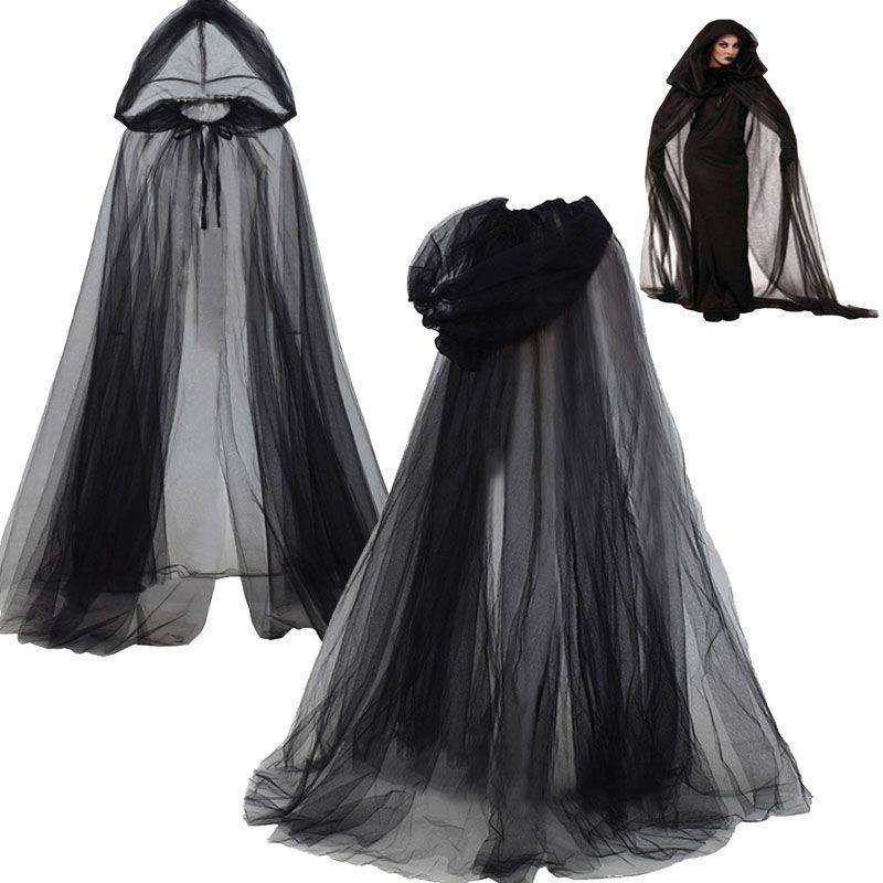 Svart Brudschal Häx Cosplaykappa Halloweenkappa Spelparty Kostymrekvisita Högtidsklädsel Vampyrdräkt 130cm gray