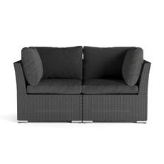 Wisconsin Premium Loungesoffa Utomhus med Armstöd 2-sits Konstrotting - Svart Balkongsoffa Comfort Garden