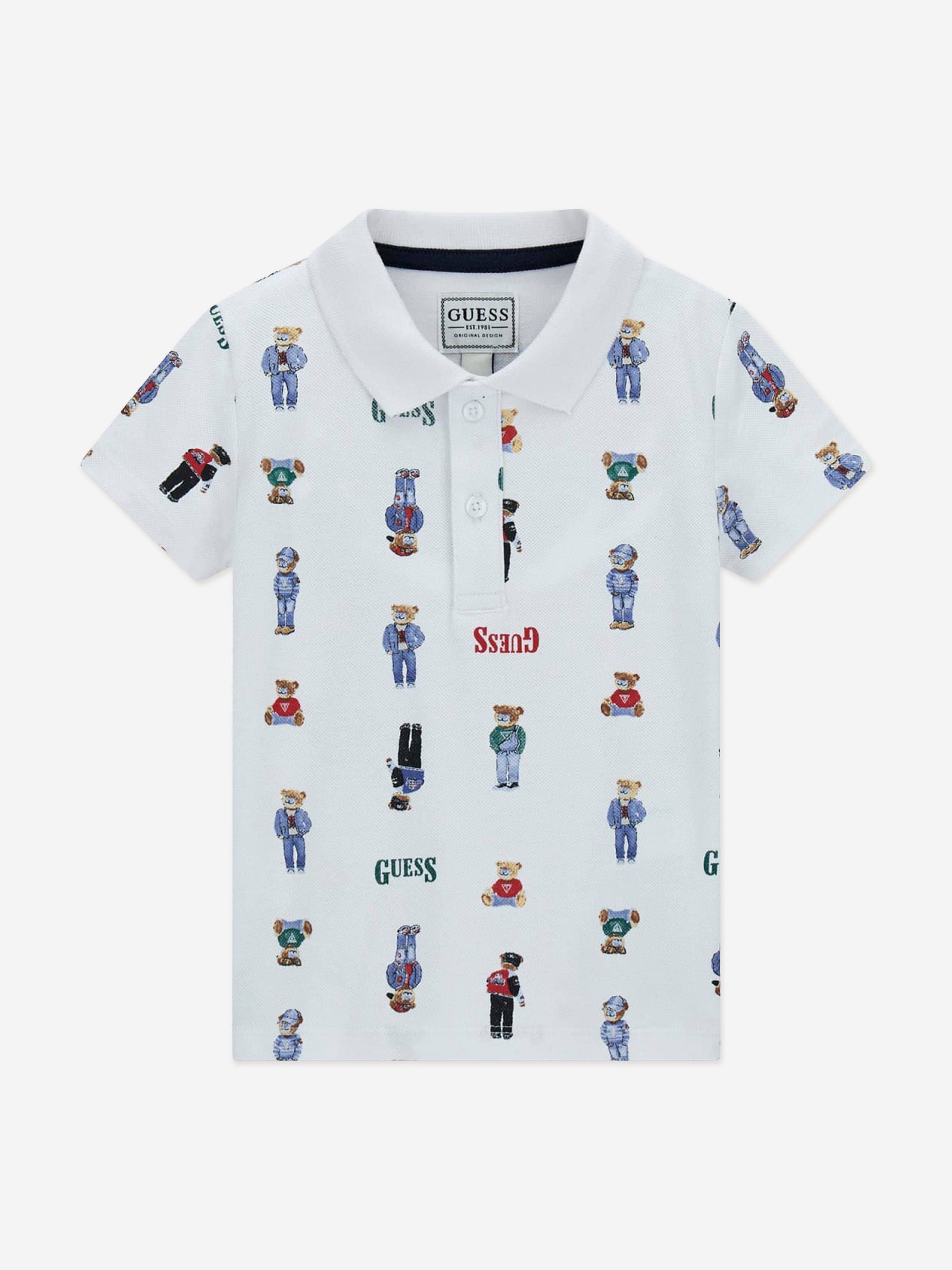 Guess Boys Bear Polo Shirt in White - White / 4 Yrs (4 Yrs)