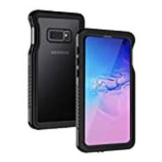 Lanhiem Fodral kompatibelt med Samsung Galaxy S10e vattentätt, [IP68 vattentätt + stötsäkert] 360 inbyggt dammskydd anti-snö vattentätt dubbelt förstärkt fodral, svart