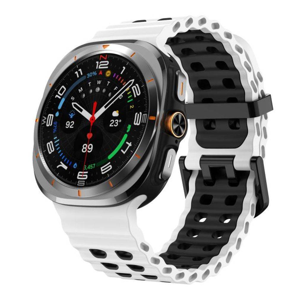 Samsung Galaxy Watch Ultra 47mm/Ultra 2025 Klockarmband Silikon – Vit/Svart