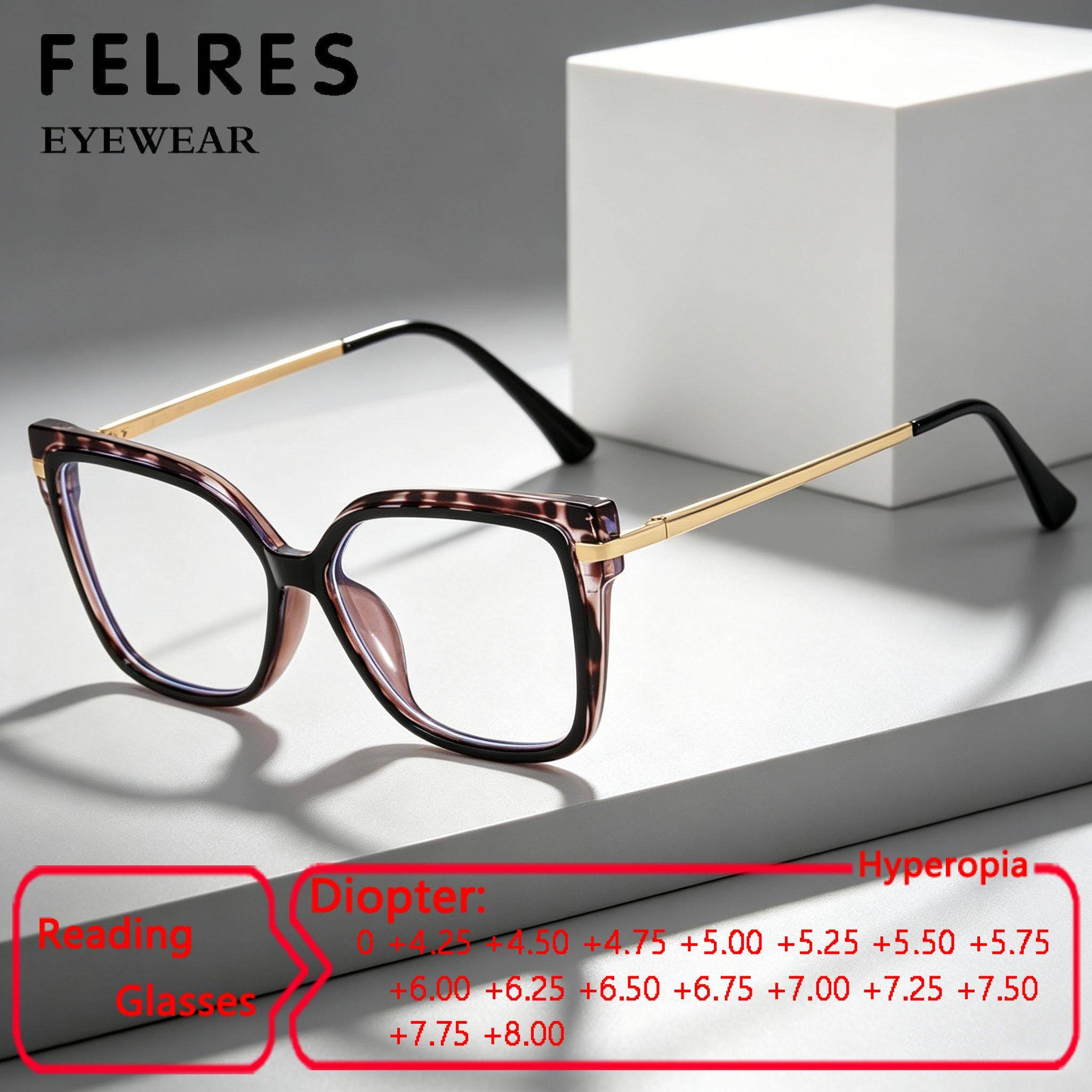 Cat Eye Anti Blue Light Reading Glasses Women Elderly Clear Prescription Presbyopic Eyewear High Diopter+4.25 5.0 6.0 To+8.0