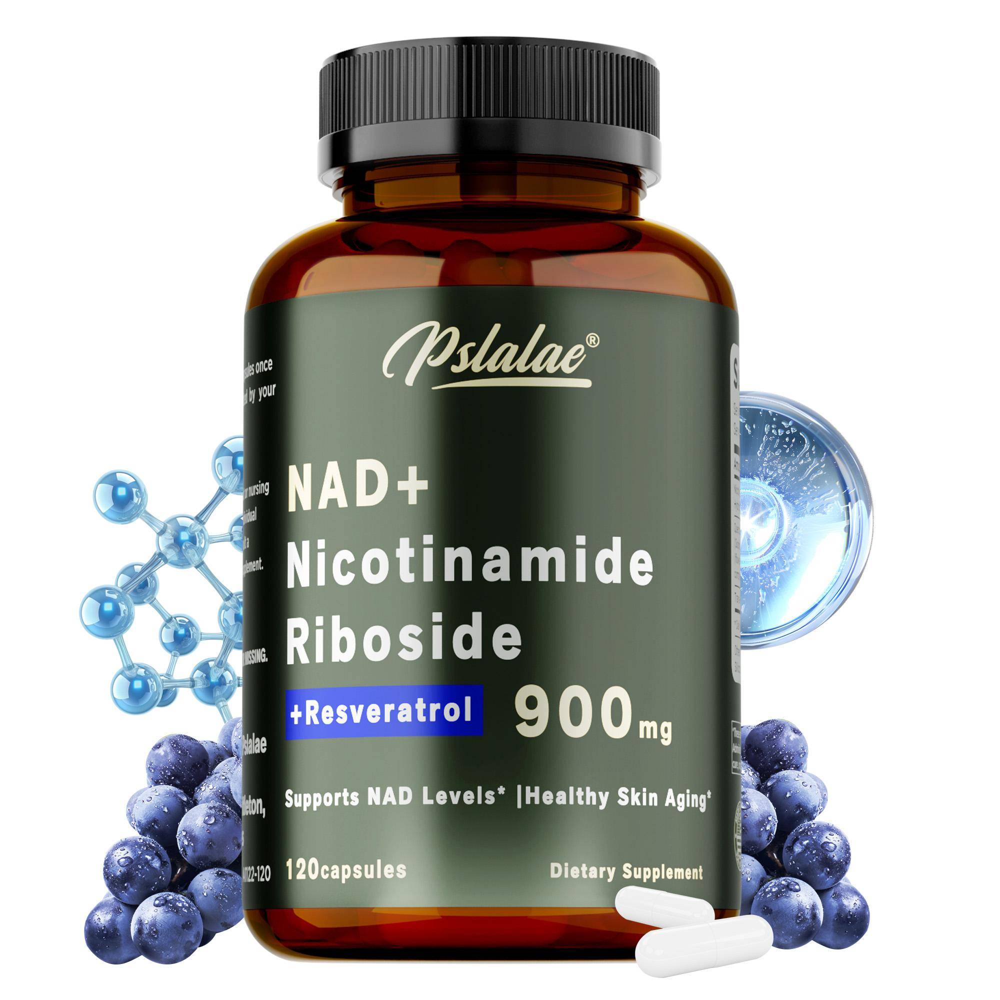 Pslalae Nikotinamidribosidkapslar, som innehåller Nikotinamidribosid + Resveratrol, främjar NAD+, motverkar åldrande och reparerar celler.