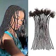 Svart mänskligt hår, 0,4 cm, naturligt dreadlocks dreadlocks locs afro kinky 100 % naturlig virkad handvirkad flätor långa flätor rädd för mänskligt hår (10 tum, 60 st/pack)