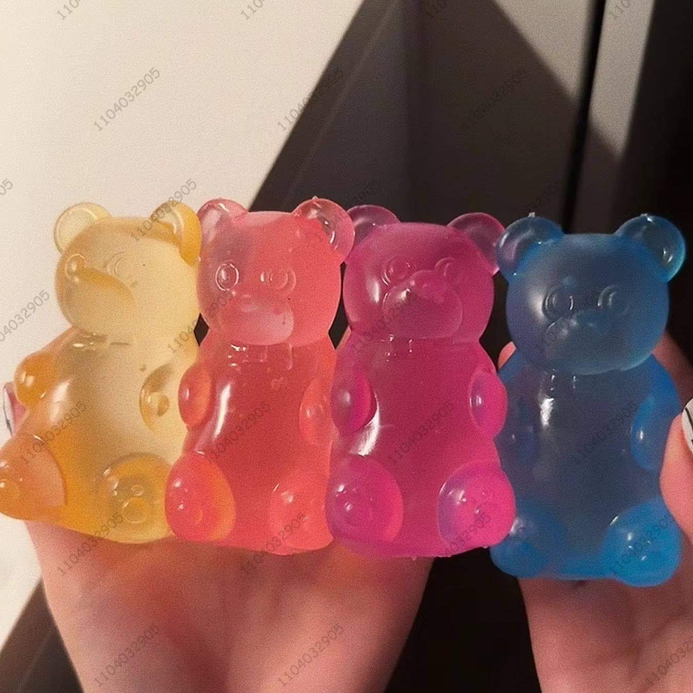 Gummybjörn Fudgemousse Klämleksak Färgglad Jelly Bean Gummygodis Fidgetleksak Anti-stress Avlastning Handavslappnande Leksak gray